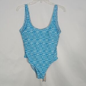 NWT Rhythm. Blue One Piece Floral Print Swimsuit Women's Size XL Removable Pads